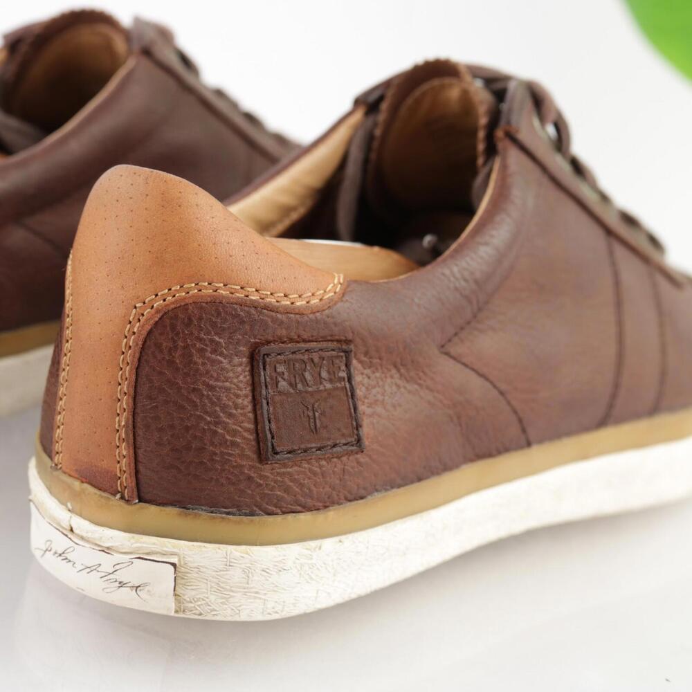 FRYE Mens Aaron Sneaker Size 11.5 Brown Leather Casual Shoes Low Lace Up Trainer - Picture 3 of 14